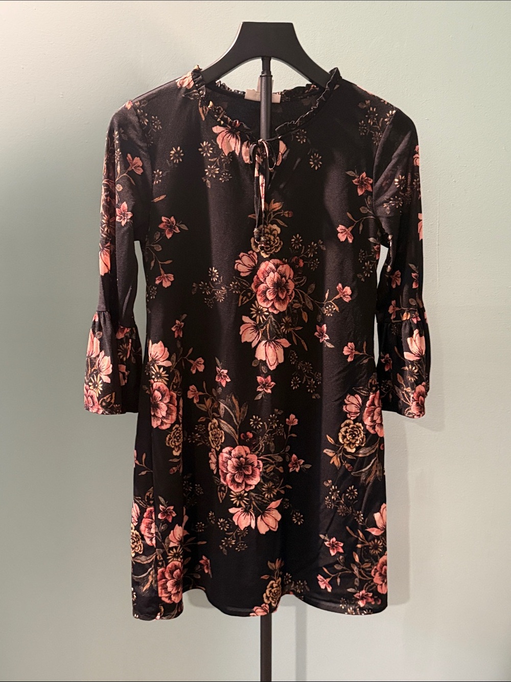 Style & Co. Black Mini Dress with Pink Floral Print
